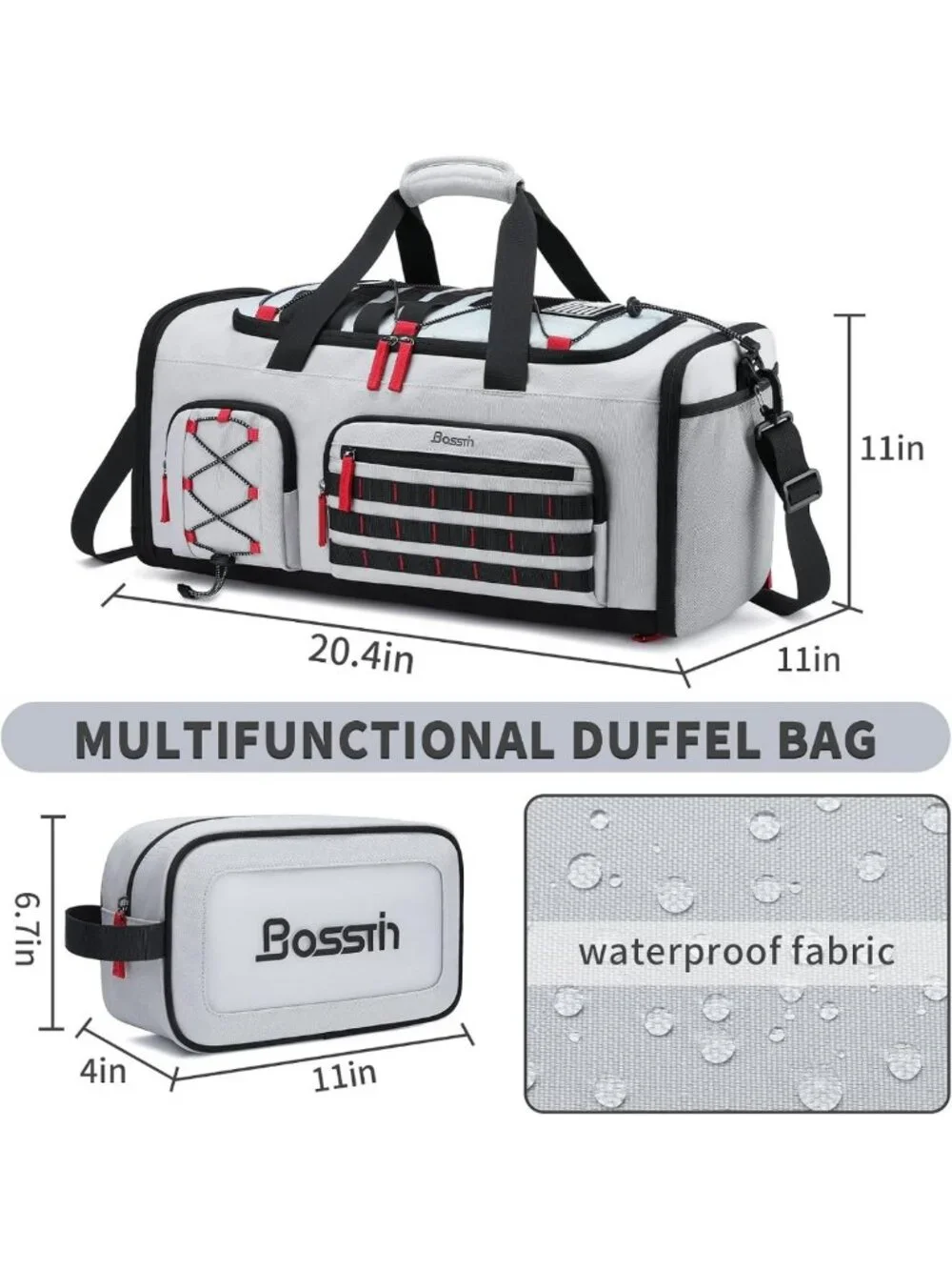 Expandable 45L-50L Sports Duffle Gym Bag for Men & Women - Versatile Travel Tote